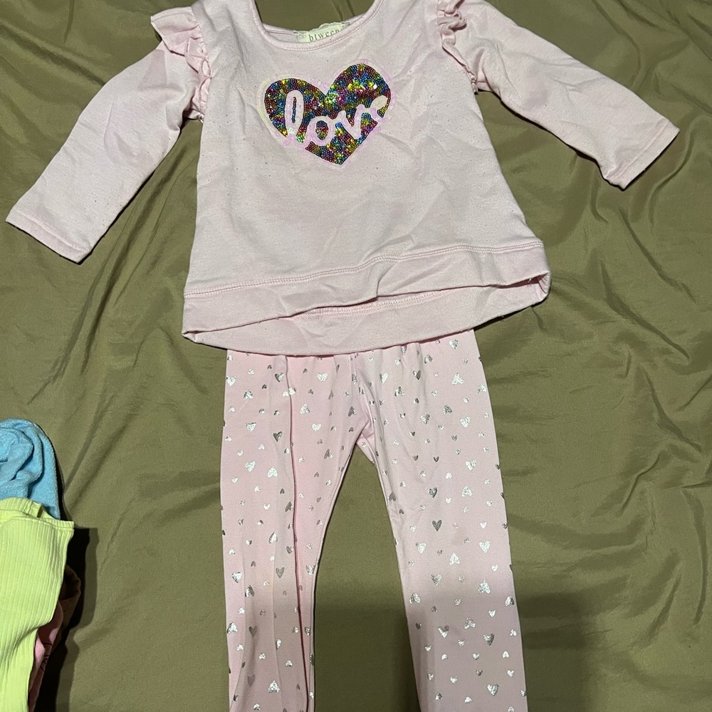 Toddler Girls Pink Heart Set 2pcs